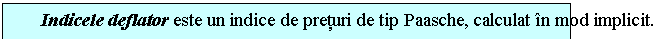 Text Box: Indicele deflator este un indice de preturi de tip Paasche, calculat in mod implicit.