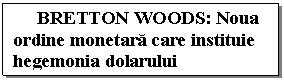 Text Box: BRETTON WOODS: Noua ordine monetara care instituie hegemonia dolarului