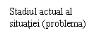 Text Box: Stadiul actual al situatiei (problema)